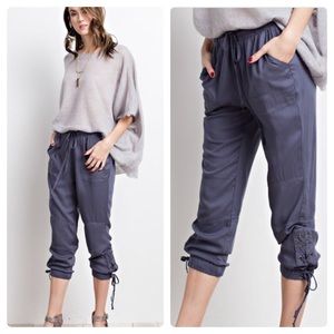 Slate gray twill joggers